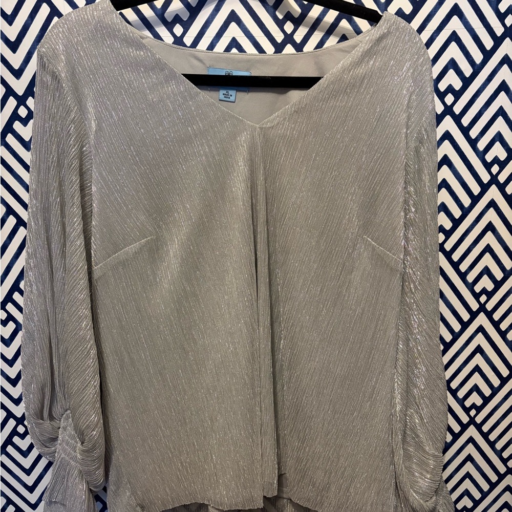 CeCe Shimmering Silver Blouse